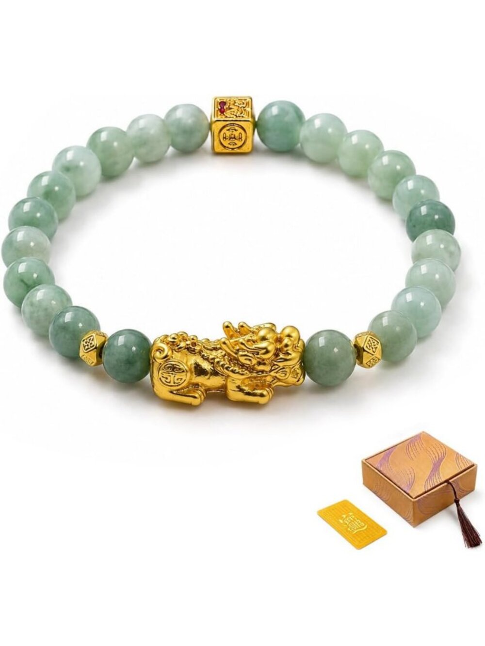 Green Natural Jade Feng Shui Wealth Bracelet for Women - Attract Luck